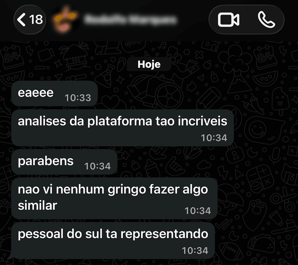 Relato de cliente da Targen no WhatsApp