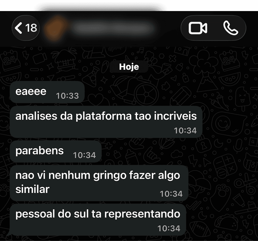 Relato de cliente da Targen no WhatsApp